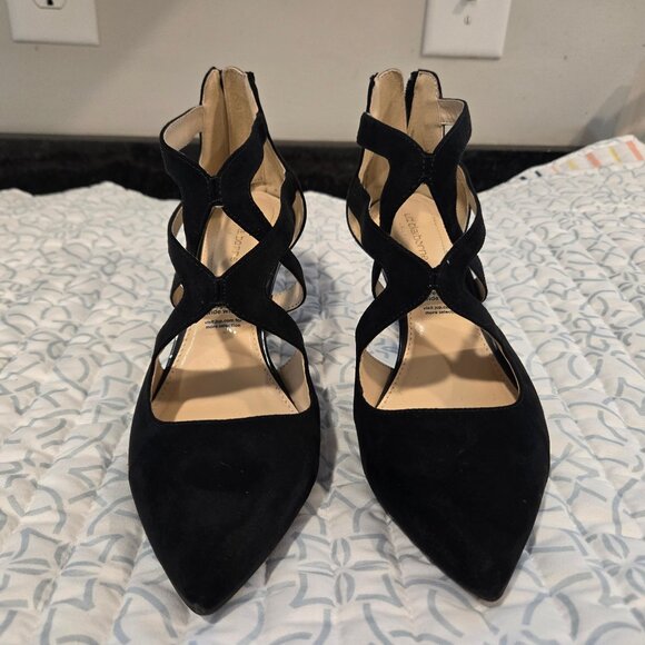 Liz Claiborne Helen Black Suede Strappy Heels - Picture 8 of 13